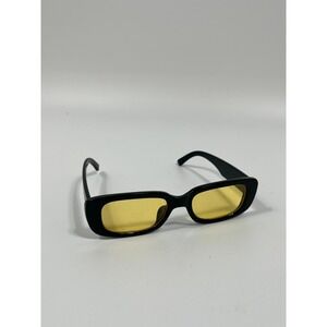 Y2K Womens Black Frame Yellow Tinted Sunglasses Chic Euro Summer